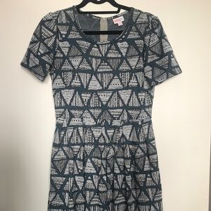 Worn 1 time, LuLaRoe blue and white Amelia dress